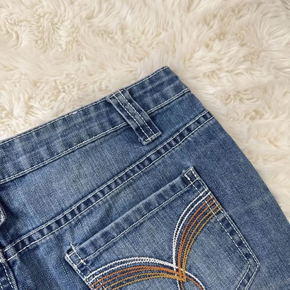 SO Denim Mini Skirt 9 (W31 Length 12.5) Blue Cotton Distressed Fray Hem Juniors